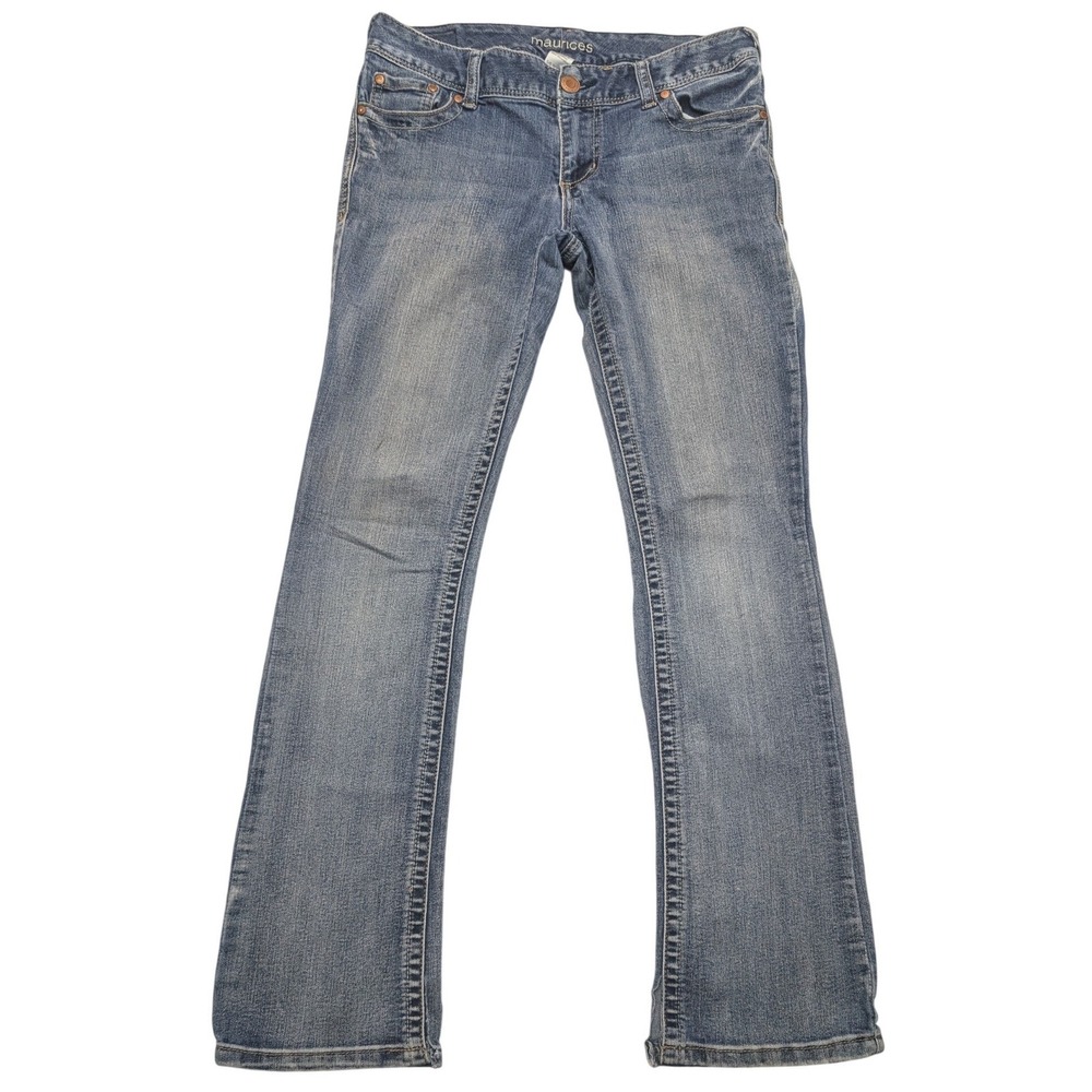 Maurices Bootcut Jeans Womens 5/6 Short Blue Low‎ Rise Embroidered Pockets